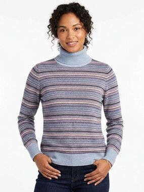 LL Bean Cotton Cashmere Blend Turtleneck Sweater Size Large